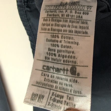 Chemise Carhartt Workwear XL bleu marine coton poche stylo rare