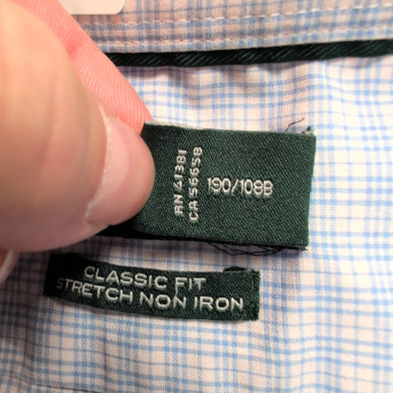 Chemise Lauren Ralph Lauren Bleue À Carreaux Classic Fit Manches Longues T.XL