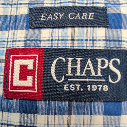Chemise Chaps Easy Care bleue à carreaux manches courtes taille XL