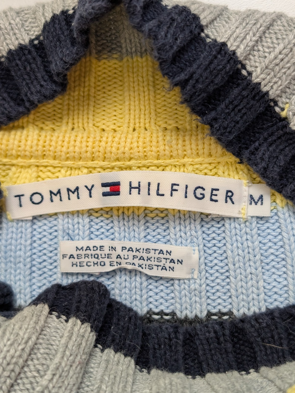 Pull TOMMY HILFIGER Femme Col Montant Maille Côtelée Multicouleurs Taille M