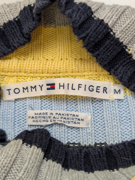Pull TOMMY HILFIGER Femme Col Montant Maille Côtelée Multicouleurs Taille M