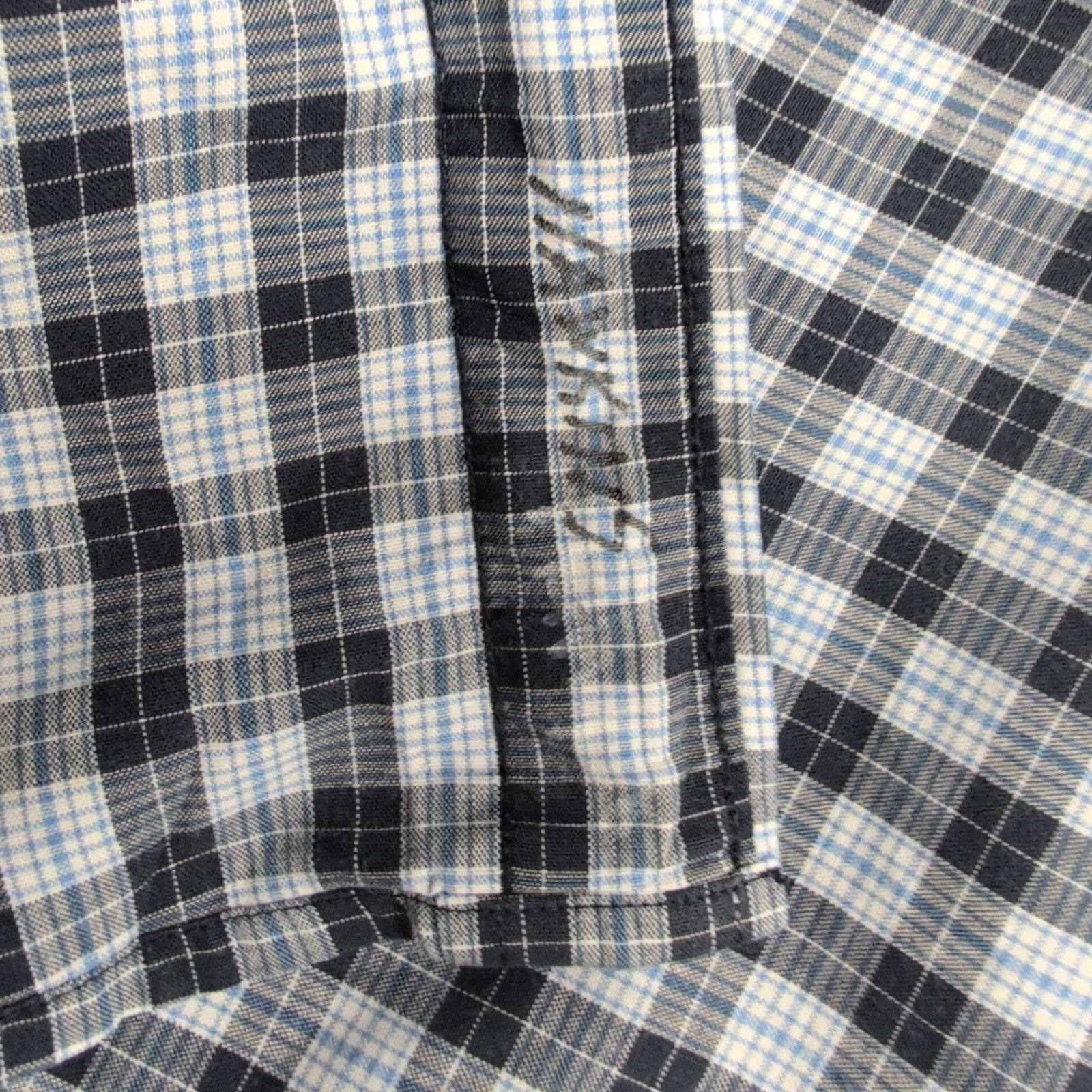 Chemise manches courtes Tommy Hilfiger bleue à carreaux taille L homme 1 poche