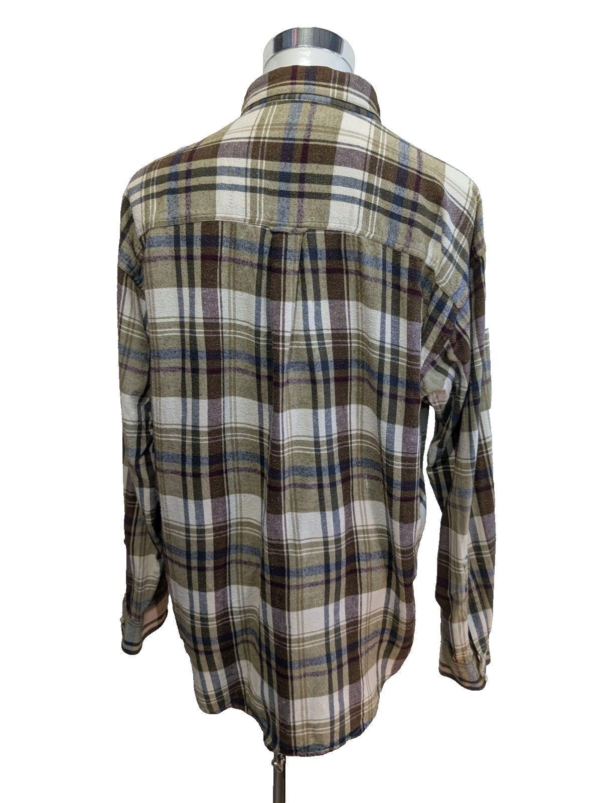 🌲 Chemise CHAPS Ralph Lauren  L Flanelle Carreaux Kaki Bordeaux Coton |307S