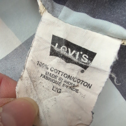 Chemise Manches Courtes Levi's à Carreaux Bleu et Blanc Taille L 1 poche