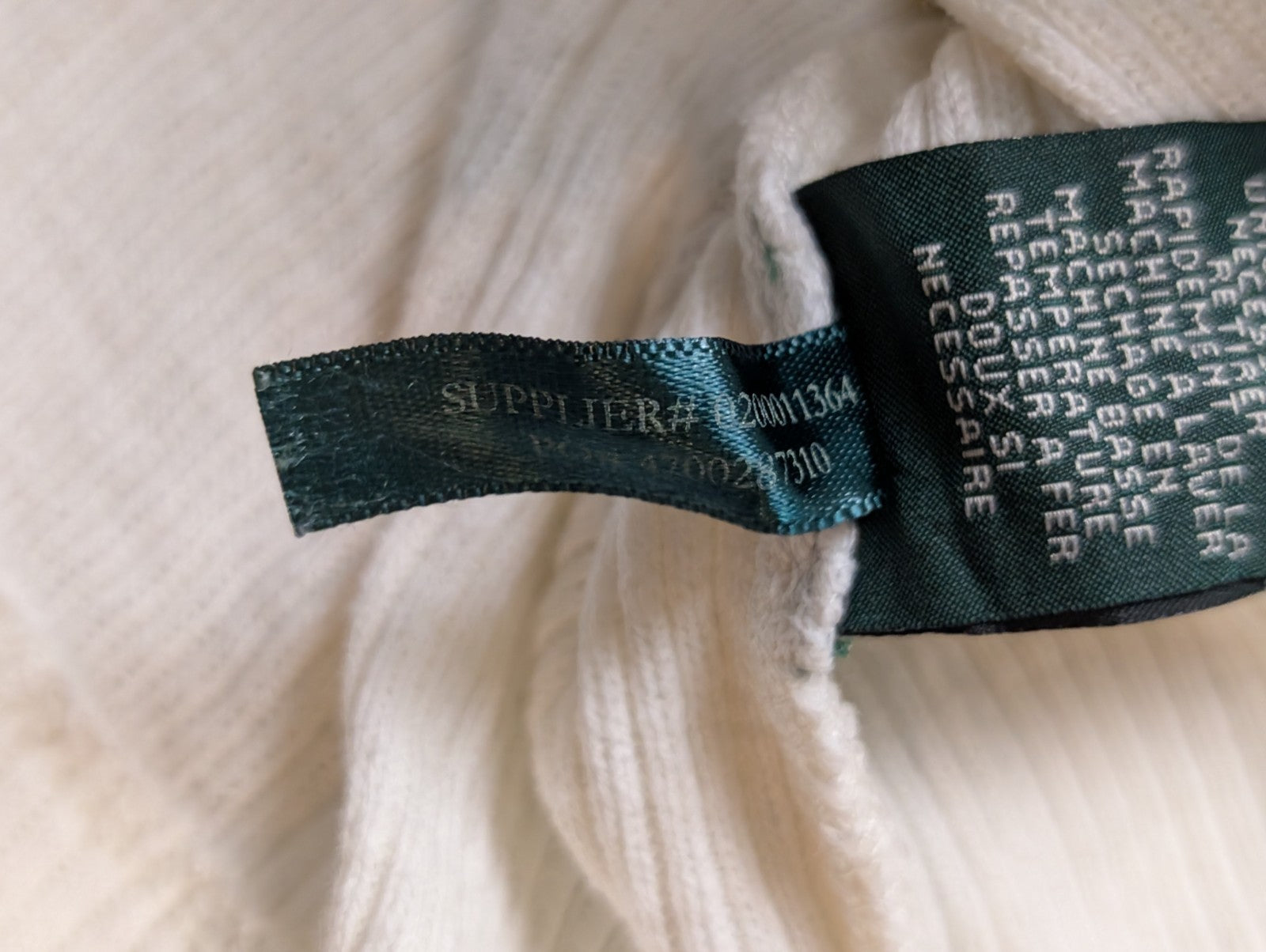 Pull Lauren Ralph Lauren Femme Blanc Côtelé Coton Taille L Excellent État