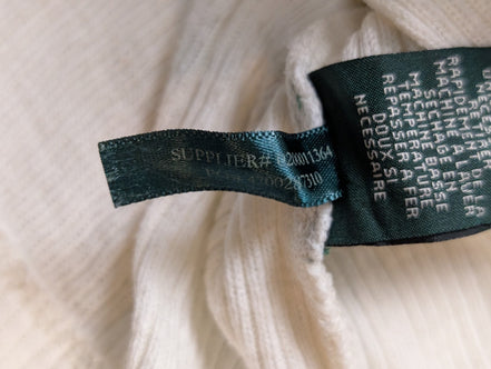Pull Lauren Ralph Lauren Femme Blanc Côtelé Coton Taille L Excellent État