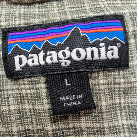 Chemise Patagonia L Kaki Carreaux Chanvre Coton Bio Manches Courtes