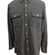Chemise LEVI'S Relaxed Flanelle Épaisse Rayures Noir & Gris Manches Longues T.M