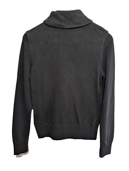 Pull Lauren Ralph Lauren femme S noir 100% coton col zippé boutons dorés