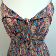 Robe d'été Femme M Viscose Cachemire Bleu Fine Bretelle Poches Bohème