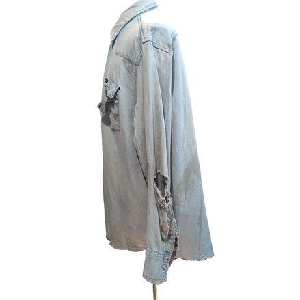 Chemise Wrangler 2XL Tall Jean Western Vintage GRUNG manches longues