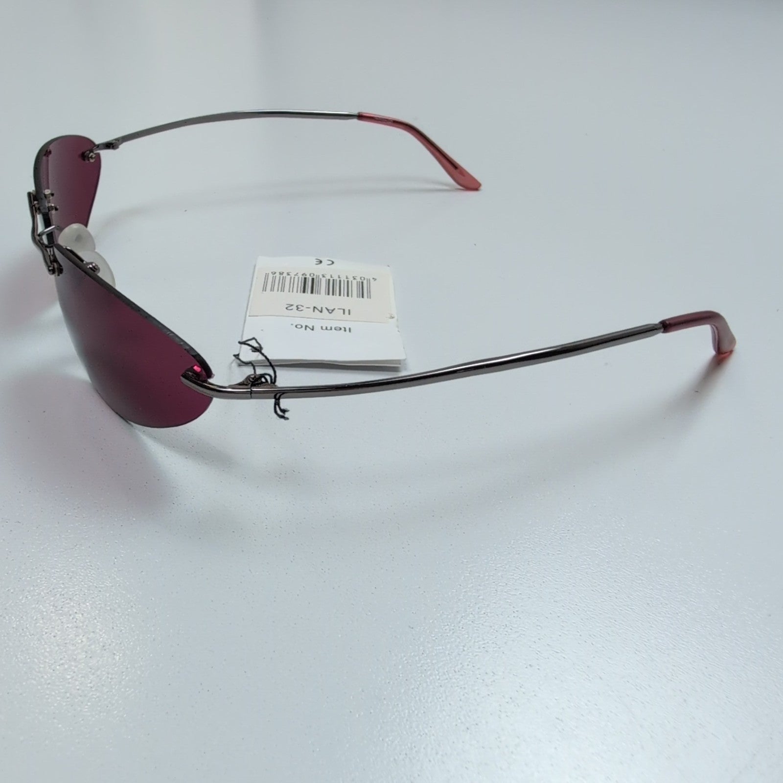 Lunettes de soleil Y2K Branche fine Sans Monture Ovale Bordeaux Gris