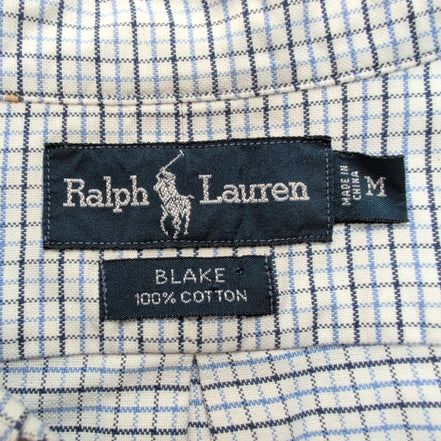 Chemise Ralph Lauren M Carreaux Bleu Blanc Oxford Button Down Shirt Vintage