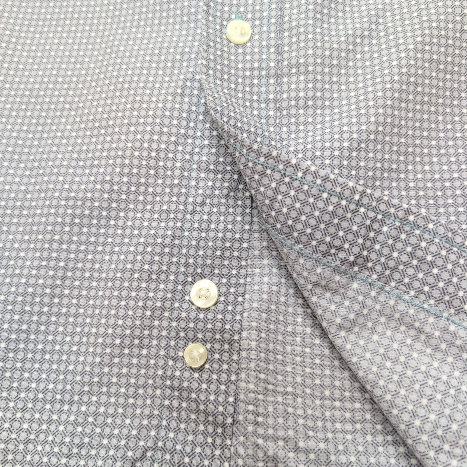 Chemise Wrangler Manche Courte Grise à Micro Points Blancs Taille L Une Poche