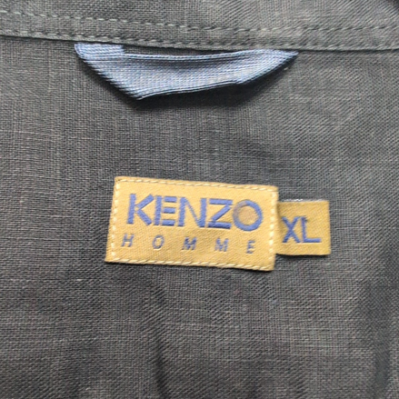 Chemise Kenzo Homme XL Noire Unie 100% Lin Logo Excellent État