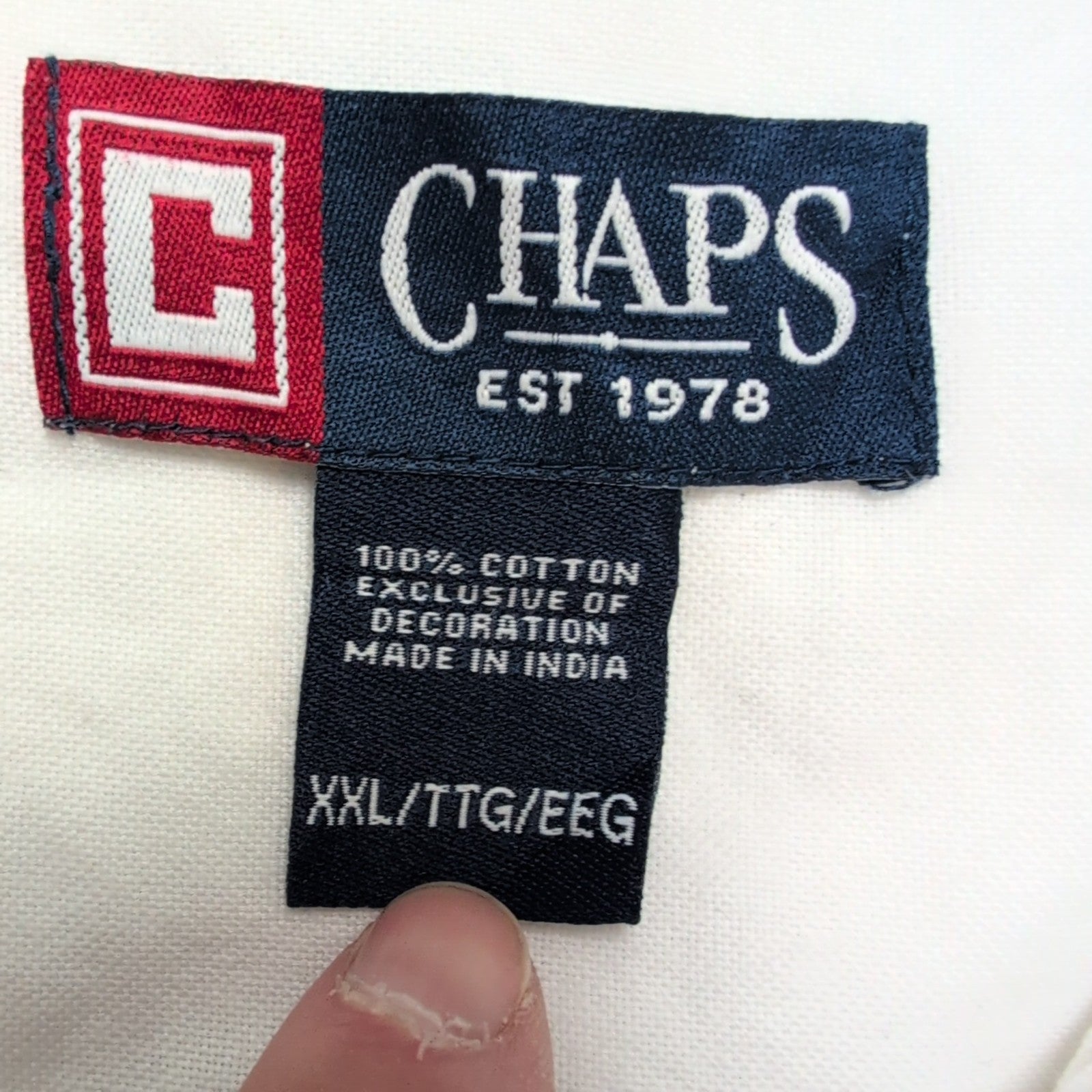 Chemise Chaps blanche taille XXL uni manches longues homme