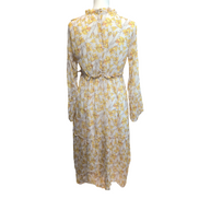Robe Cubic L Fleurie Jaune Manches Longues Doublée Neuve