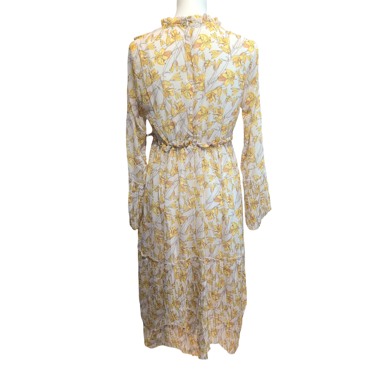 Robe Cubic L Fleurie Jaune Manches Longues Doublée Neuve