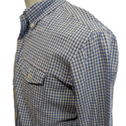 Chemise Polo Ralph Lauren Shirt M Custom Fit Bleu Blanc Gaufrée Sans Logo Button