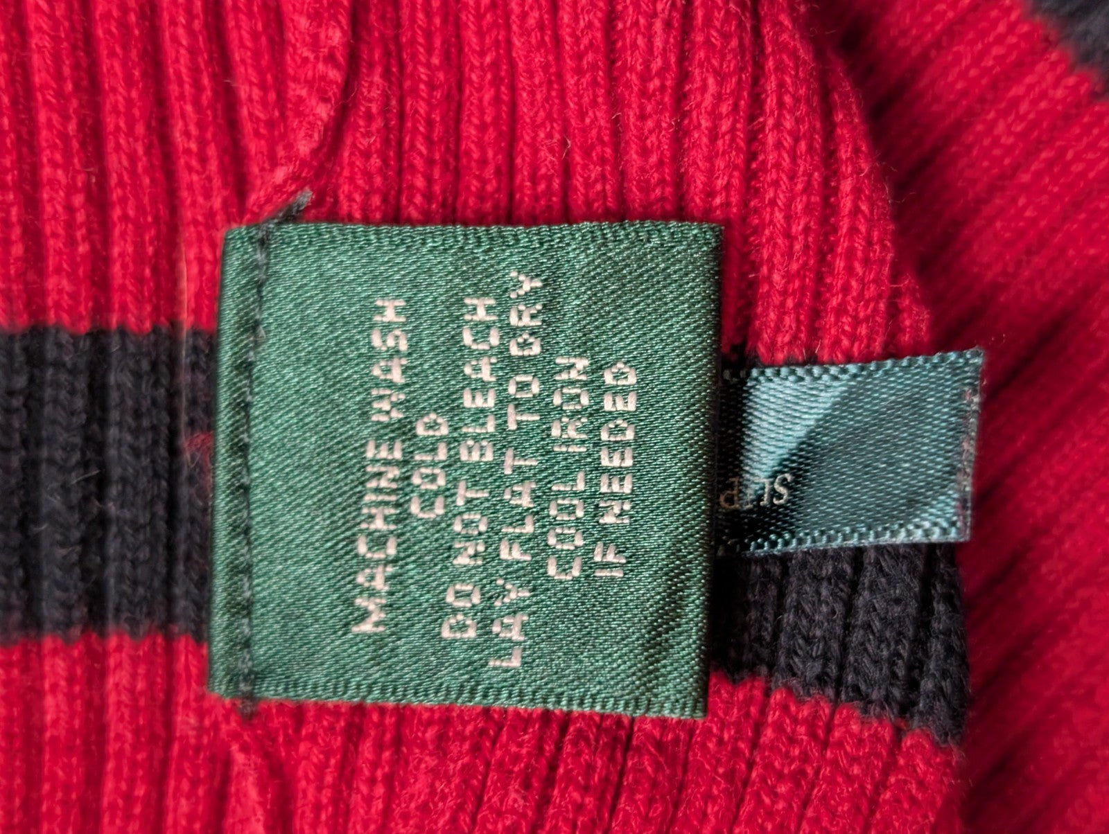 Pull LAUREN RALPH LAUREN Rouge Rayé Noir Manches Longues Col Roulé - Taille M