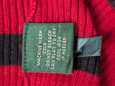 Pull LAUREN RALPH LAUREN Rouge Rayé Noir Manches Longues Col Roulé - Taille M