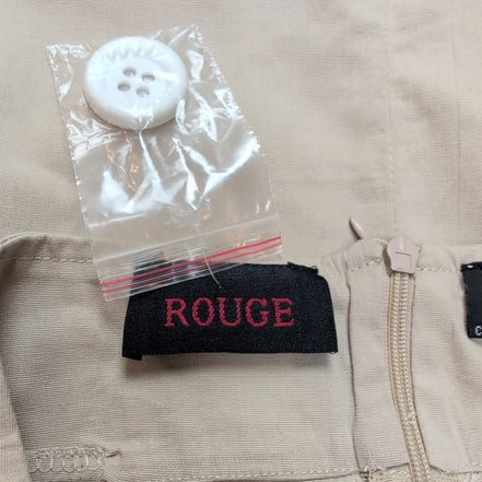 Mini Jupe Femme L Rouge Crème Coton Stretch 2 Poches Zip Dos