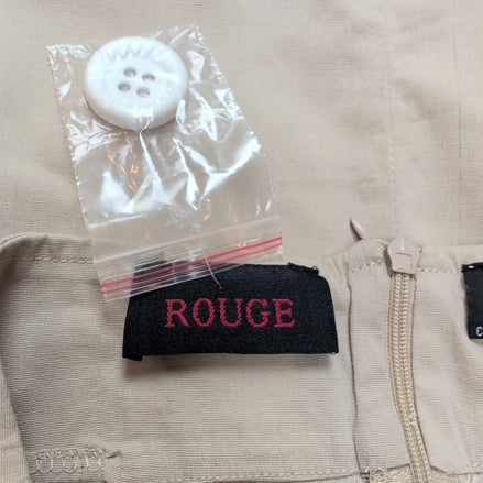 Mini Jupe Femme L Rouge Crème Coton Stretch 2 Poches Zip Dos