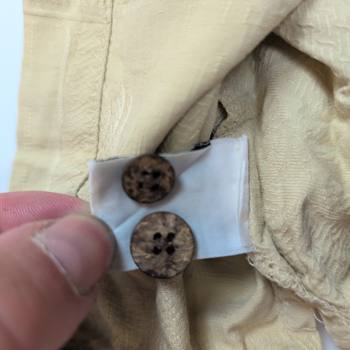 Chemise Hawaïenne Tommy Bahama S 100% Soie Jaune Pâle Palmier manches courtes