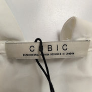 Chemisier Cubic T. M Femme Blanc Volants Strass Manches Courtes Neuf