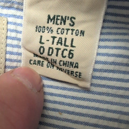 Chemise L.L. Bean à rayures bleues taille L #158e