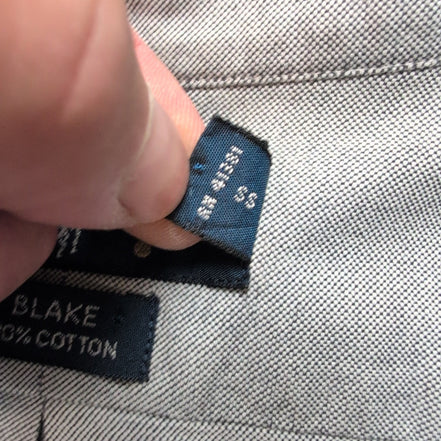 Chemise Ralph Lauren Blake XL/XXL gris uni manches courtes coton Hong Kong