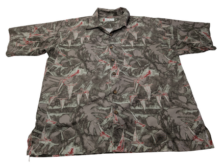 Chemise hawaïenne Bill Blass manches courtes voilier taille L #718 hawaienne
