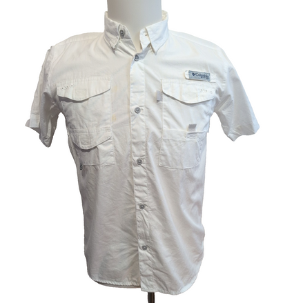 Chemise COLUMBIA PFG Enfant L Blanche Manches Courtes Technique 4 Poches