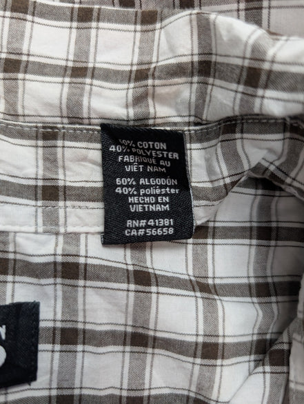 Chemise Chaps manches courtes marron et blanc à carreaux taille L #231msch