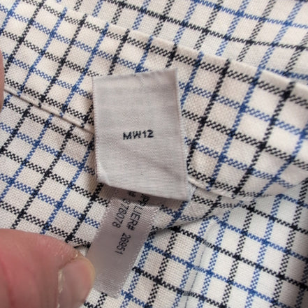 Chemise Ralph Lauren Classic Fit L Blanche Carreaux Bleu Noir Coton
