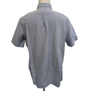 Chemise Ralph Lauren XL Bleu Clair Unie Oxford Coton Manches Courtes Logo Marron