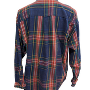 🧣 CHEMISE FLANELLE IZOD COUPE LARGE L (G) CARREAUX BLEU VERT ROUGE