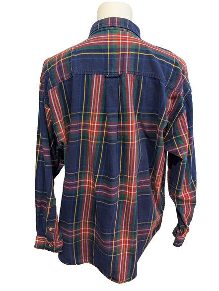 🧣 CHEMISE FLANELLE IZOD COUPE LARGE L (G) CARREAUX BLEU VERT ROUGE