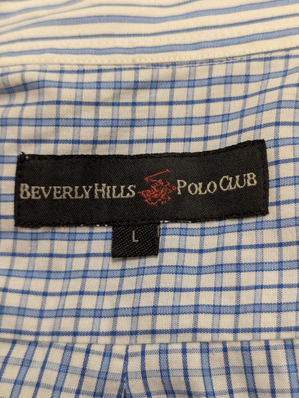 Chemise Beverly Hills Polo Club bleu petits carreaux taille L #114msch