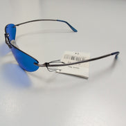 Lunettes de soleil Cyber Y2K Verres Bleus Branches Fines Métal Gris foncé brilla