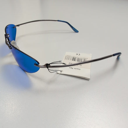 Lunettes de soleil Cyber Y2K Verres Bleus Branches Fines Métal Gris foncé brilla