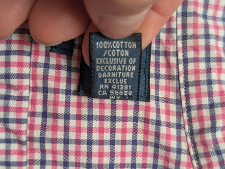Chemise Ralph Lauren rose et bleue à carreaux logo marine taille L #2551