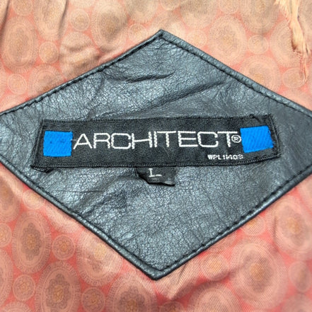 🖤 ARCHITECT Blouson Cuir Véritable Noir Bomber AVIATEUR Doublé Taille L |40c