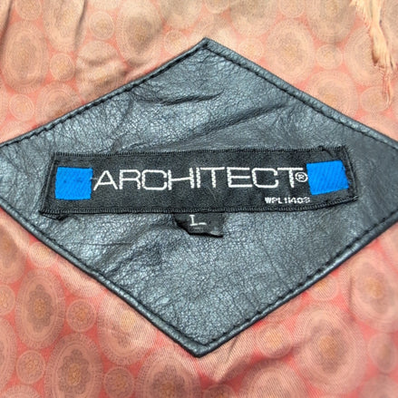 🖤 ARCHITECT Blouson Cuir Véritable Noir Bomber AVIATEUR Doublé Taille L |40c