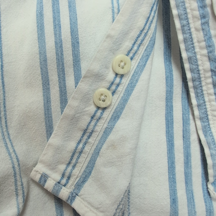 Chemise Dockers Blanche Rayures Manches Courtes Coton 2 Poches Taille L