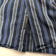 Chemise J. Ferrar L XL Bleu Noir Rayures Poche Manches Longues Coton