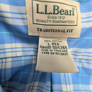 Chemise L.L. Bean bleue à carreaux manches courtes taille L #108e