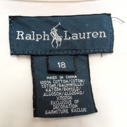 Chemise Femme Ralph Lauren Blanche Manches Courtes T18 XS/S Coton