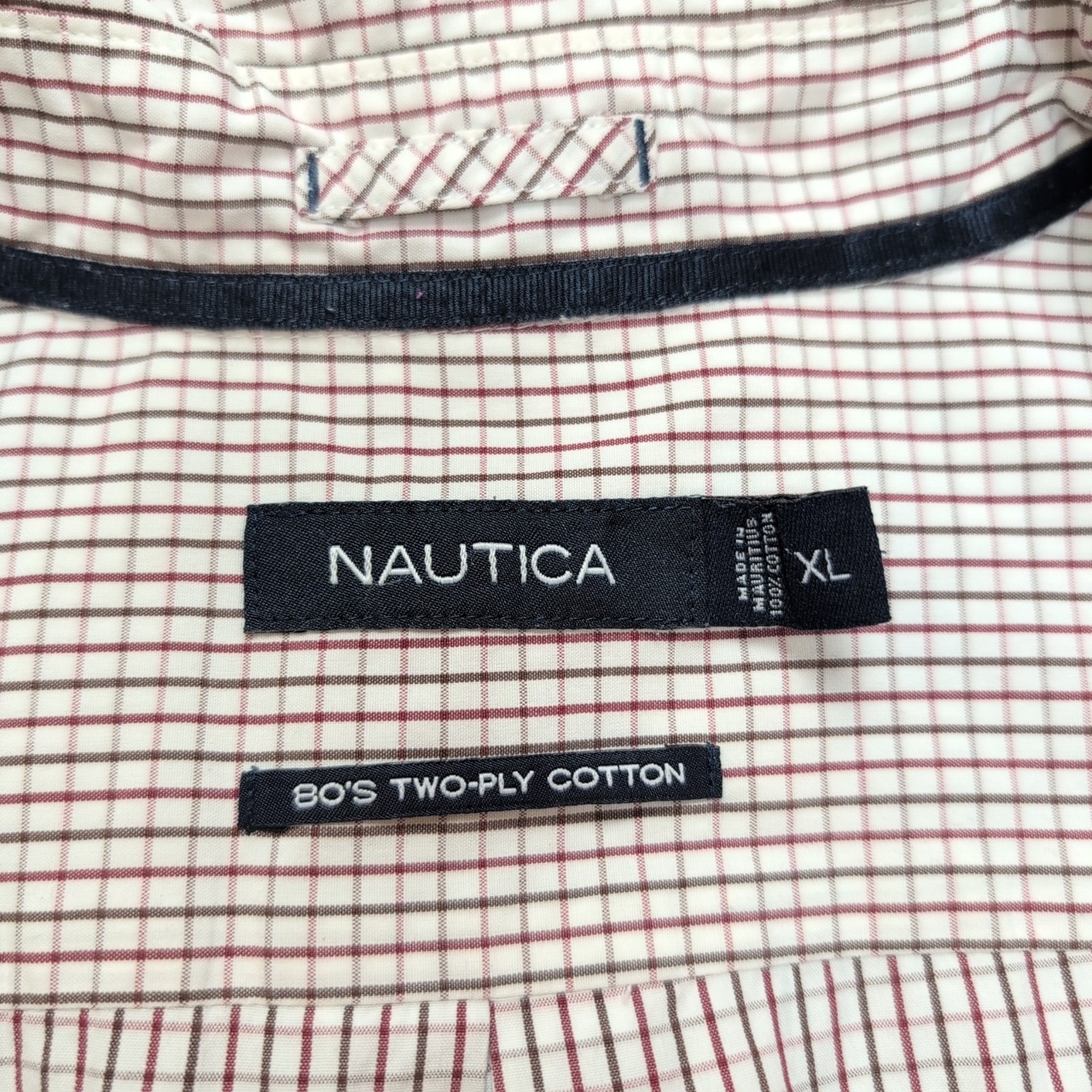 Chemise NAUTICA Homme XL Bordeaux et Blanche à Carreaux Manche Courte Poche