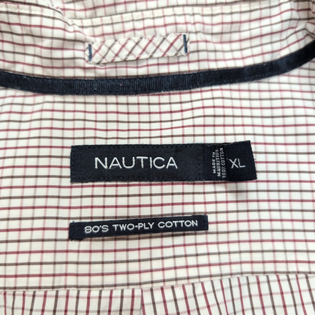 Chemise NAUTICA Homme XL Bordeaux et Blanche à Carreaux Manche Courte Poche